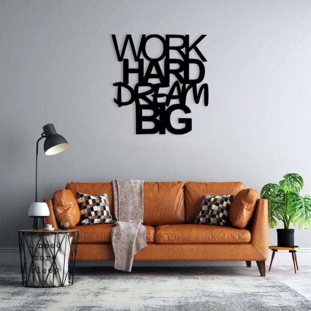 استیکر دیواری ماهوت طرح work hard dream big کد 02