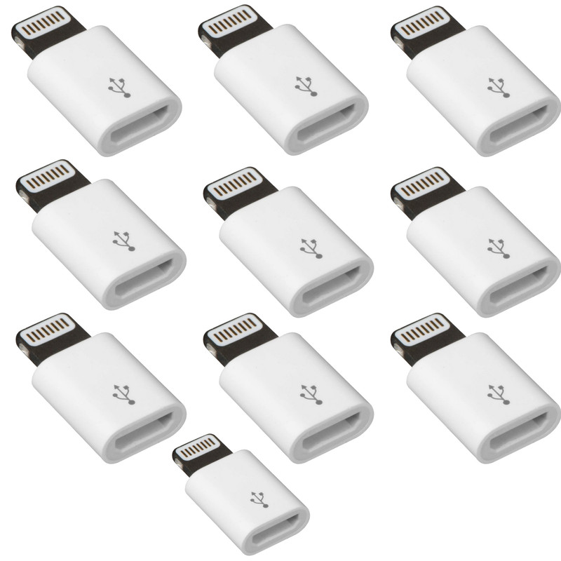 مبدل microusb به لایتنینگ مدل i10 بسته 10 عددی
