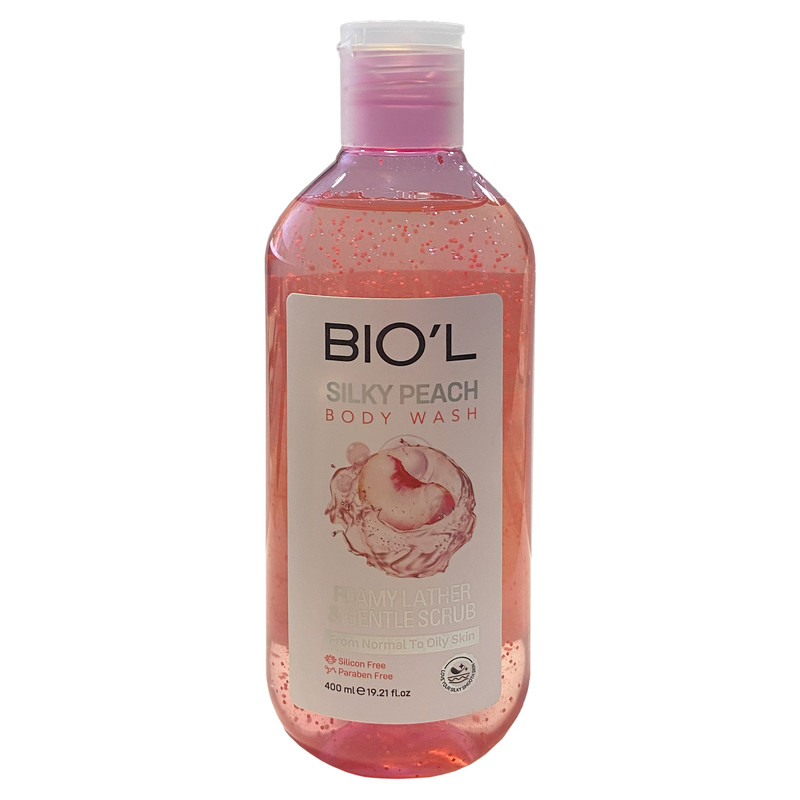 شامپو بدن بیول مدل SILKY PEACH با رایحه هلو ابریشمی مناسب برای پوست چرب و معمولی حجم 400 میلی لیتر