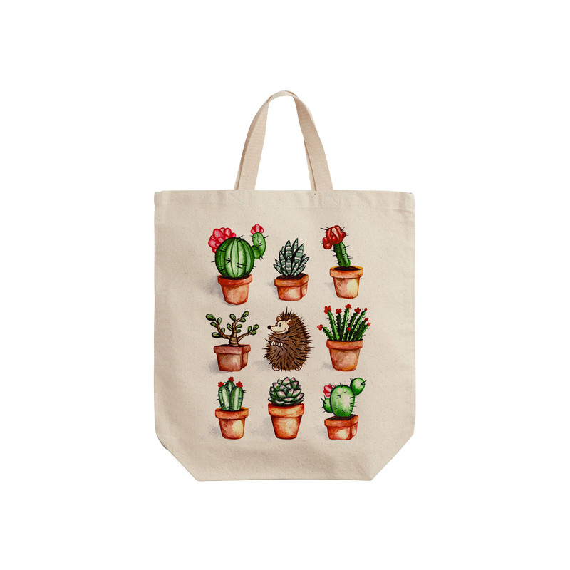 ساک خرید ترمه طراحان ایده مدل کاکتوس و جوجه تیغی کد cfp1529 - S