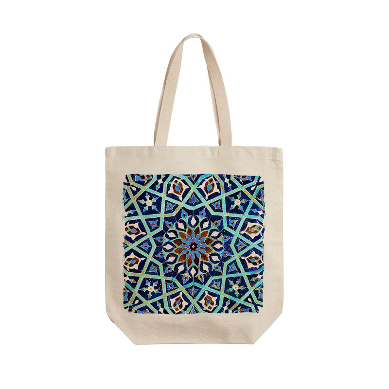 ساک خرید ترمه طراحان ایده مدل کاشی فیروزه کد trm527 - L