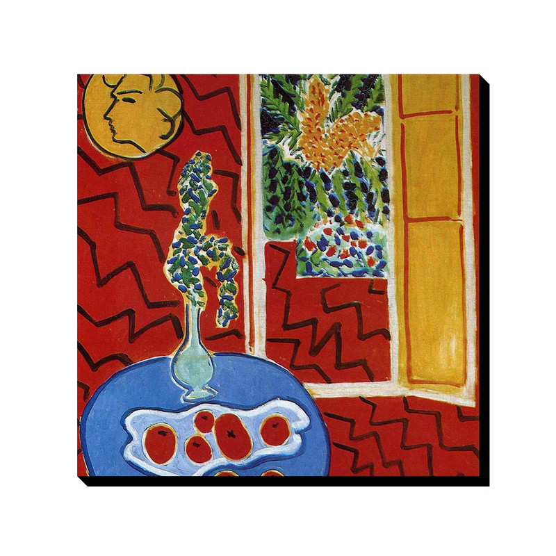 تابلو ترمه طراحان ایده طرح داخلی قرمز، اشیاء بی جان روی میز آبی از ماتیس کد art0648