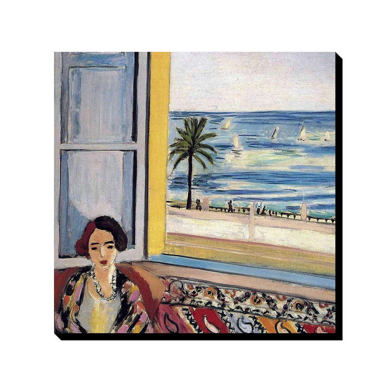 تابلو ترمه طراحان ایده طرح زن نشسته جلوی پنجره باز از ماتیس کد art0652