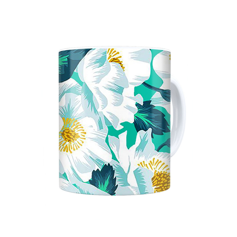 ماگ ترمه طراحان ایده مدل گل های سفید کد cfp1330