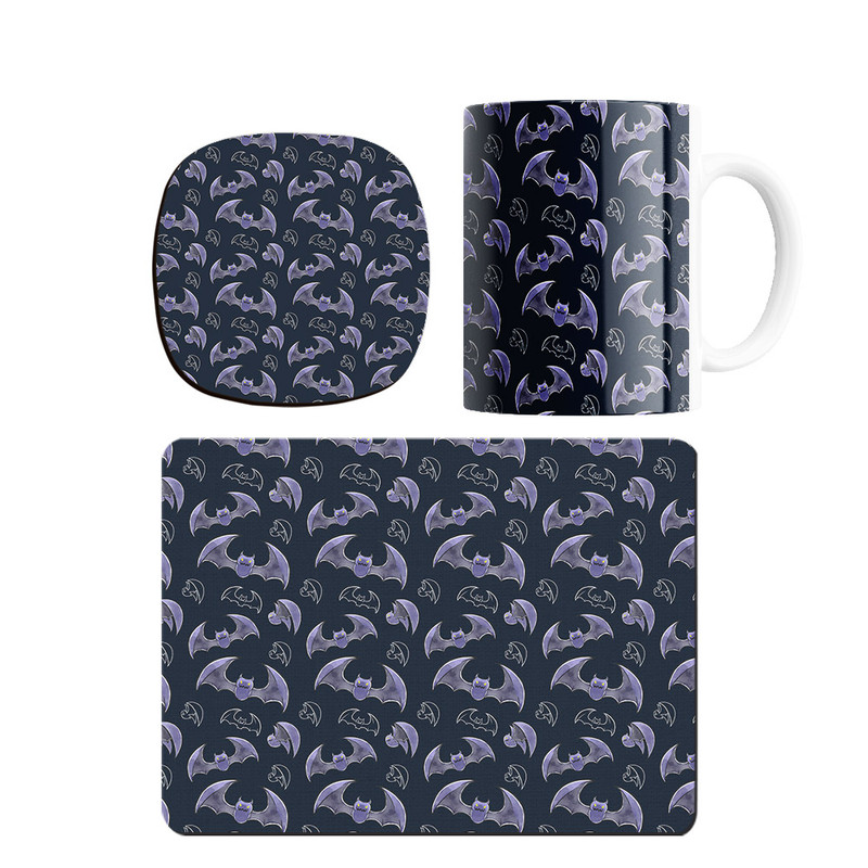 ست ماگ ترمه طراحان ایده مدل پترن خفاش کد strm0266 همراه با زیر لیوانی و موس پد