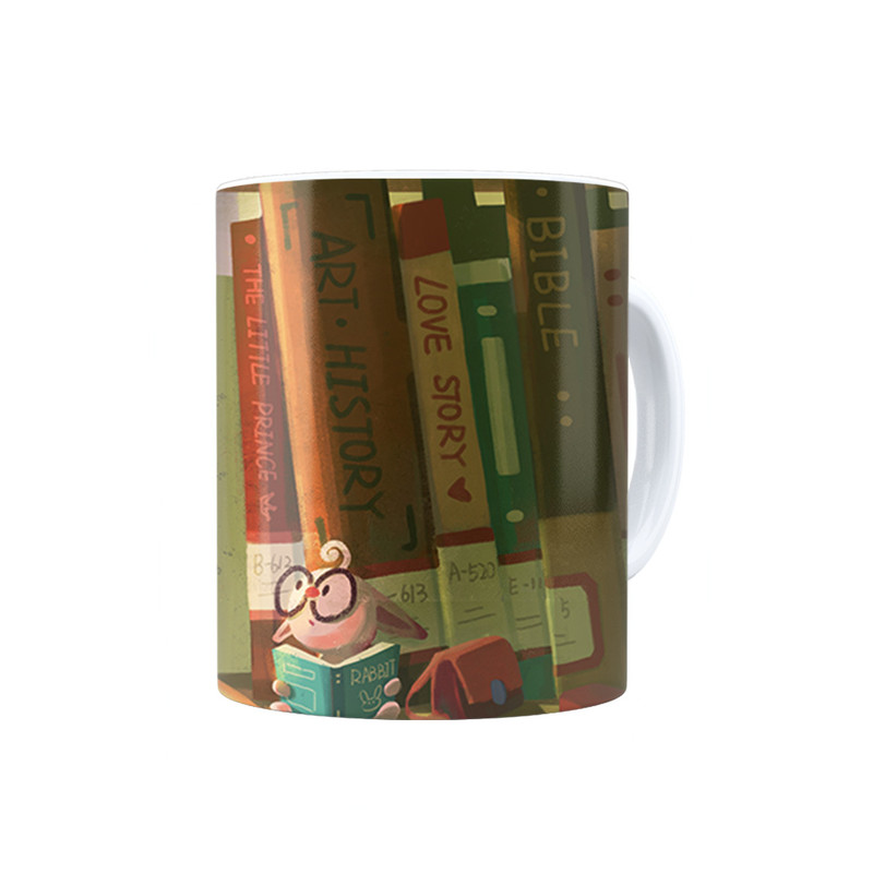 ماگ ترمه طراحان ایده مدل دخترک و کنجکاوی در کتابخانه کد cfp1573