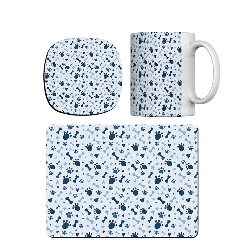 ماگ ترمه طراحان ایده مدل پترن رد پای سگ و گربه کد strm0192 همراه با زیر لیوانی و موس پد