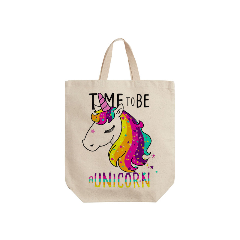 ساک خرید ترمه طراحان ایده مدل تک شاخ رنگین کمونی کد cfp1447 - S