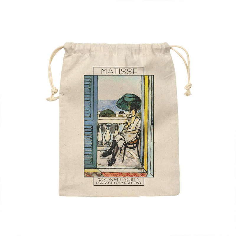 کیسه نان و سبزی ترمه طراحان ایده مدل زنی با چتر سبز در بالکن از ماتیس کد art0700 - M