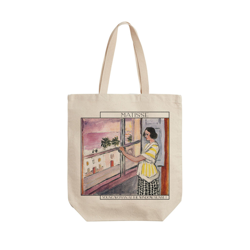 ساک خرید ترمه طراحان ایده مدل زن جوان پشت پنجره، غروب آفتاب از ماتیس کد art0703 - L