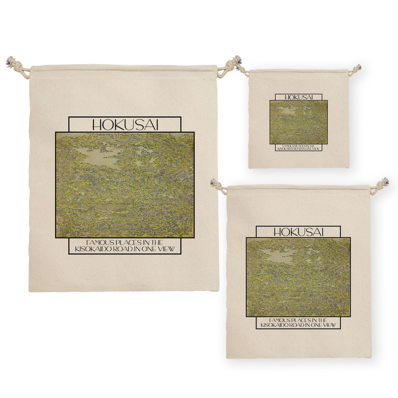 نظم دهنده ترمه طراحان ایده مدل کیسه بنددار مکان های معروف در جاده کیسوکایدو از هوکوسای کد art0261 بسته سه عددی