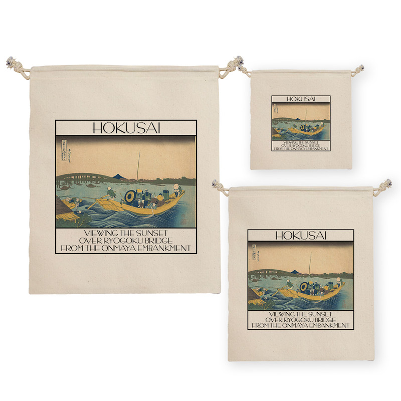 نظم دهنده ترمه طراحان ایده مدل کیسه بنددار نمای غروب آفتاب از پل ریوگوکو از هوکوسای کد art0248 بسته سه عددی