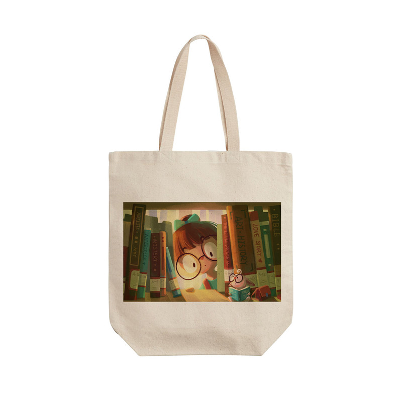 ساک خرید ترمه طراحان ایده مدل دخترک و کنجکاوی در کتابخانه کد cfp1573 - L