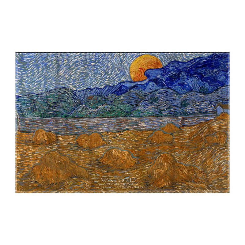 کاغذ کادو ترمه طراحان ایده مدل چشم انداز دسته های گندم و طلوع ماه از ونگوگ کد art0027 