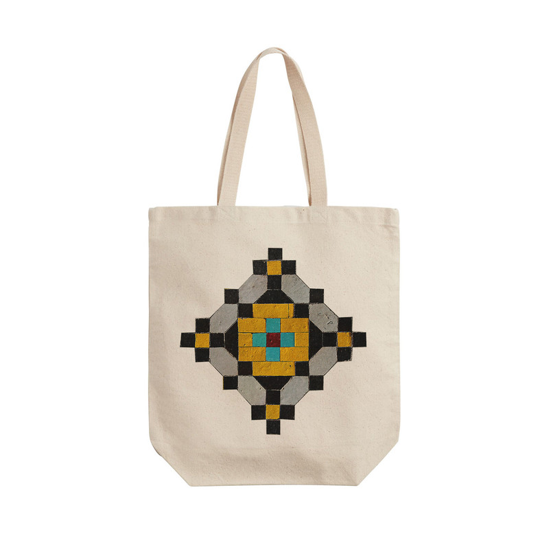 ساک خرید ترمه طراحان ایده مدل کاشی زرد و مشکی کد cfp1115 - L