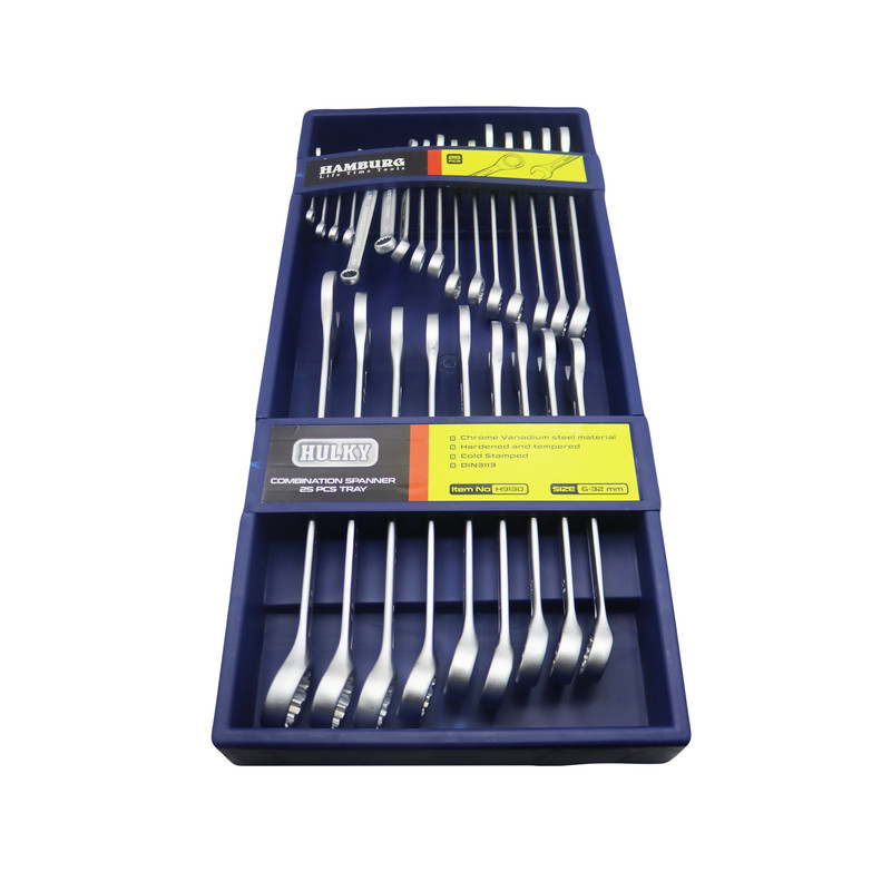 آچار یکسر تخت یکسر رینگی هامبورگ مدل YP-H9130-6-32MM مجموعه 25 عددی