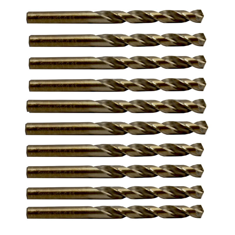 مته آهن اسپیدی مدل YP-HSS-G-09.5MM سایز 9.5 میلی متر مجموعه 10عددی 