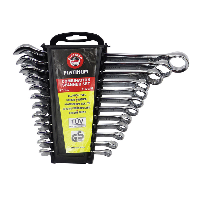 آچار یکسر تخت و یکسر رینگی پلاتینوم مدل YP-6-22MM مجموعه 12 عددی 
