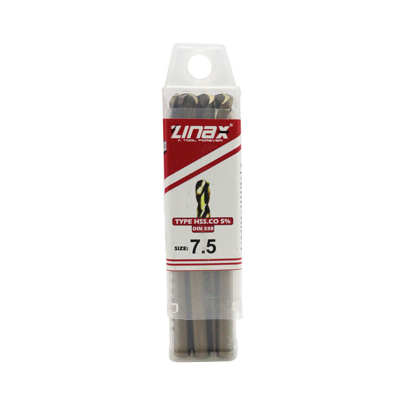 مته آهن زیناکس کد YP-HSS-DIN338-7.5MM سایز 7.5 میلی متر مجموعه 10 عددی 