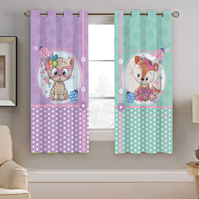 پرده نیروانا طرح گربه کودک مدل مخمل کد 4971 سایز 140×200 سانتی متر