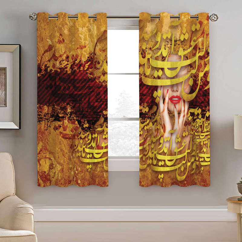 پرده نیروانا طرح چهره شعر مدل مخمل کد 5126 سایز 140×200 سانتی متر