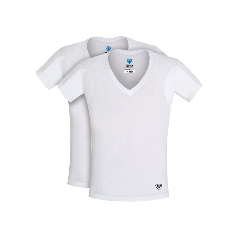 زیرپوش آستین دار مردانه تاپیک مدل نانو آنتی باکتریال ضد تعریق رنگ سفید بسته 2 عددی