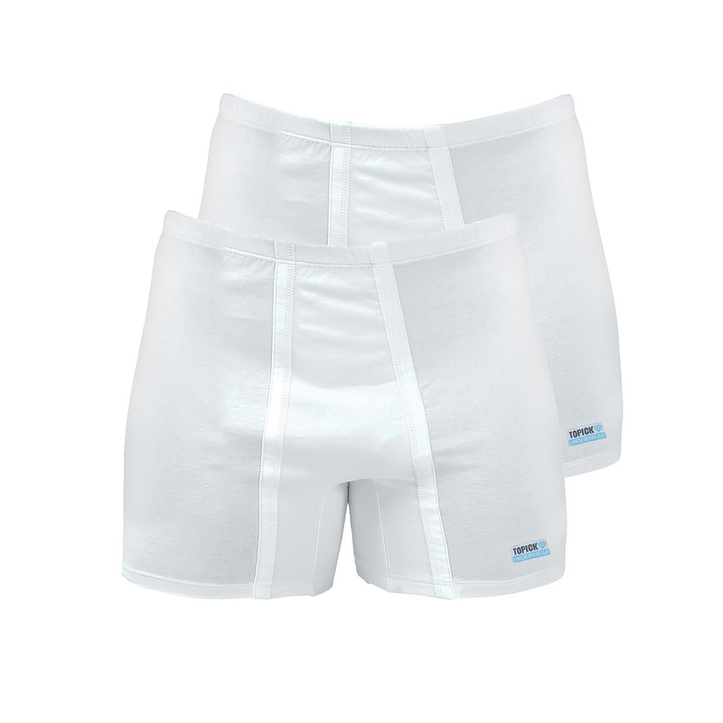 شورت مردانه تاپیک مدل نخی پادار رنگ سفید مجموعه 2 عددی 										