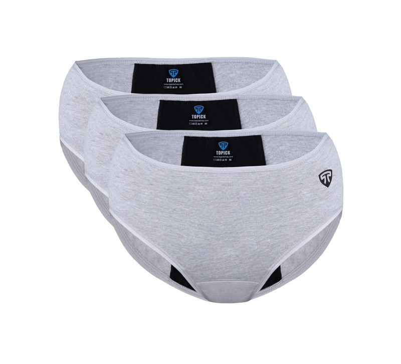 شورتکس زنانه تاپیک مدل لایه جاذب ضدحساسیت رنگ طوسی بسته 3 عددی