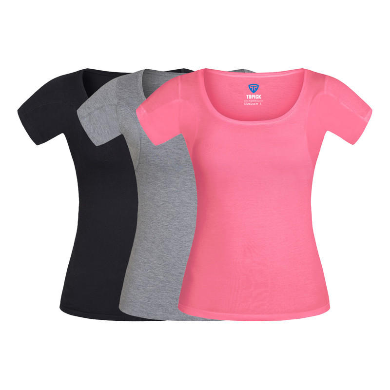 تی‌شرت آستین کوتاه زنانه تاپیک مدل ضدتعریق بسته 3 عددی