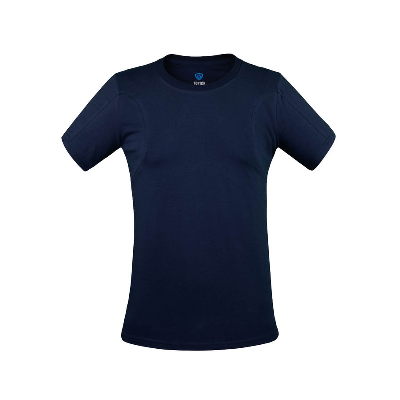 تی شرت آستین کوتاه مردانه تاپیک مدل ضدتعریق یقه گرد رنگ سرمه ای