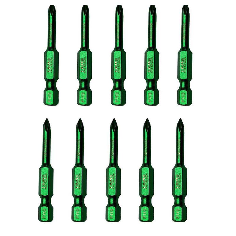 سری پیچ گوشتی چهارسو تام مدل بیت خور کد AJ-PH0*50MM سایز  50 میلی متر مجموعه 10 عددی