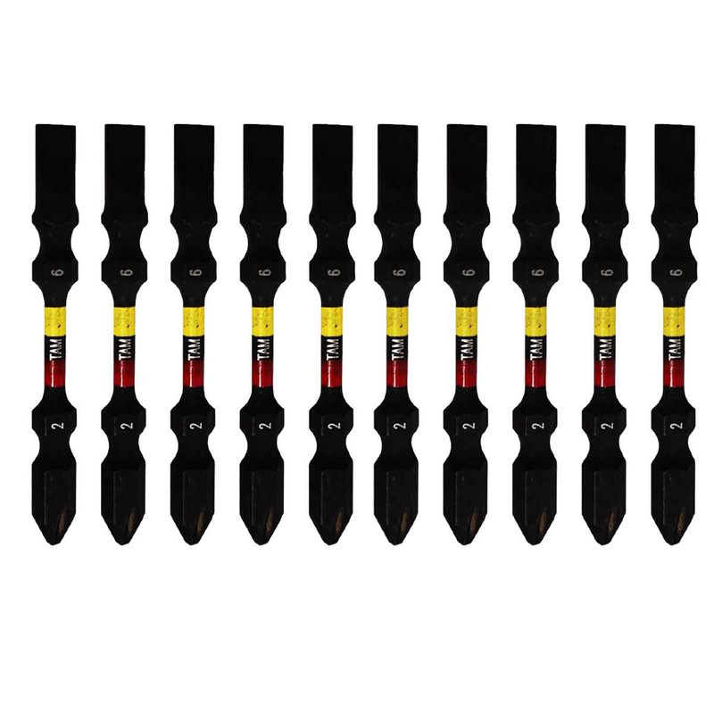 سری پیچ گوشتی یک سر چهارسو یک سر دو سو تام مدل دو طرفه کد AJ-PH2*SL6*150MM سایز 15 سانتی متر مجموعه 10 عددی  