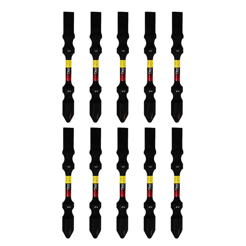 سری پیچ گوشتی یک سر چهارسو یک سر دو سو تام مدل دو طرفه کد AJ-PH2*SL6*110MM سایز 11 سانتی متر  مجموعه 10 عددی 