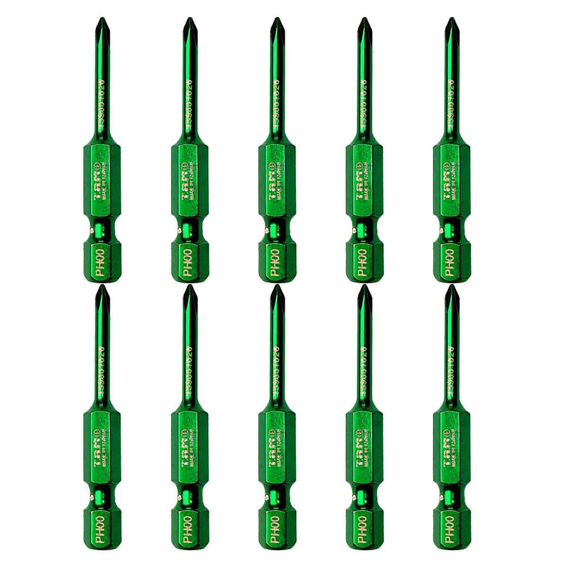 سری پیچ گوشتی چهارسو تام مدل بیت خور کد AJ-PH00*50MM سایز  50 میلی متر مجموعه 10 عددی