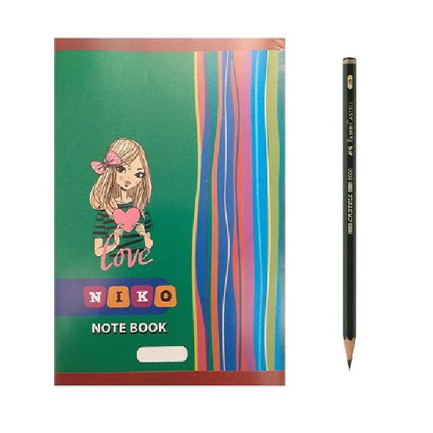 دفتر مشق 60 برگ نیکو مدل دخترانه به همراه مداد