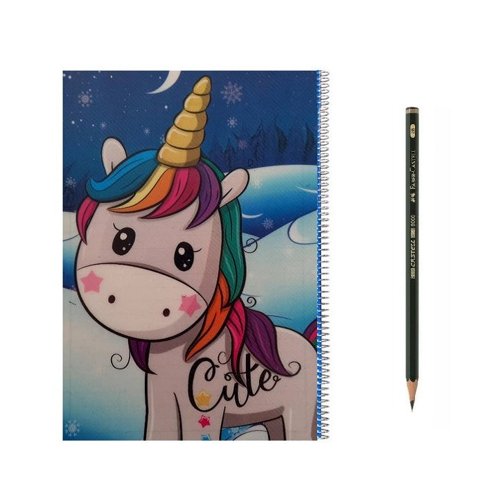 دفتر نقاشی مدل یونیکورن به همراه مداد