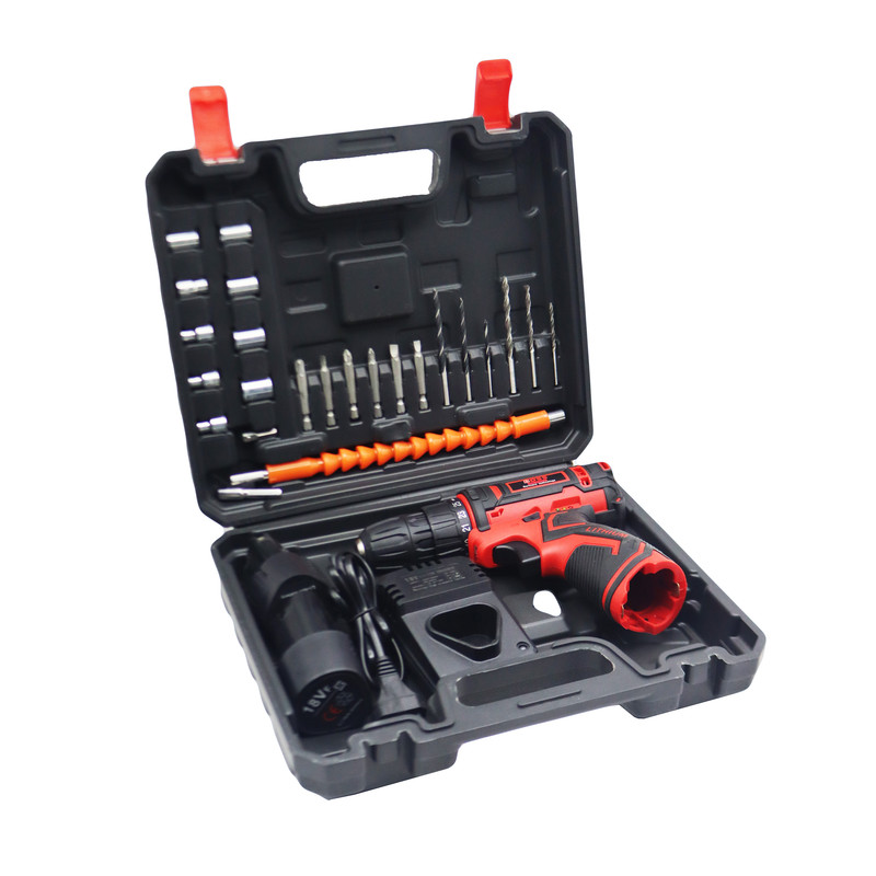 دریل پیچ گوشتی 10 میلی متری 18 ولت باس مدل شارژی کد YP-18V مجموعه 28 عددی 