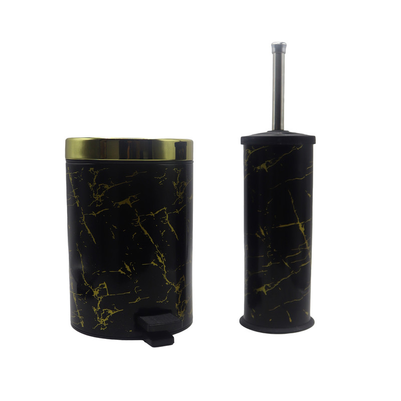 ست سطل زباله و فرچه بهازکالا مدل ماربل کد YPB-3L