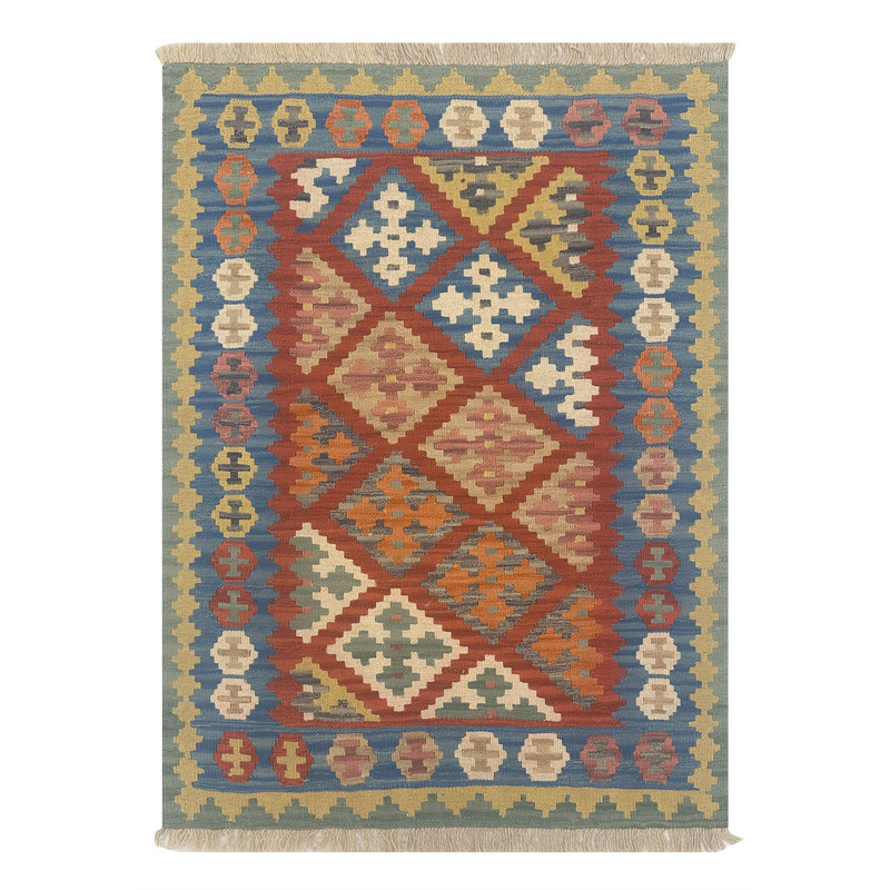   گلیم دستبافت یک و نیم متری طرح قشقایی مدل الوان  کد 15136