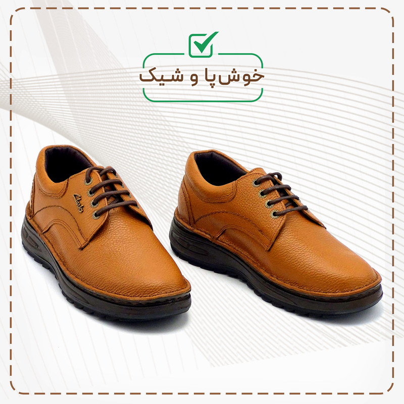 کفش روزمره مردانه کلارک مدل چرم طبیعی کد CHIC - BRN