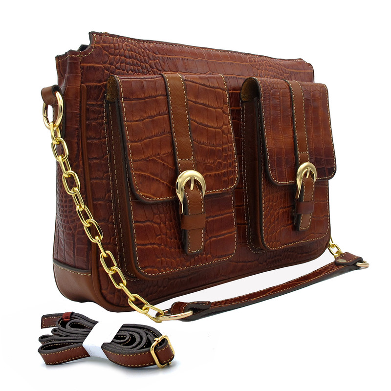 کیف رودوشی زنانه مدل چرم طبیعی کروکو FTH131