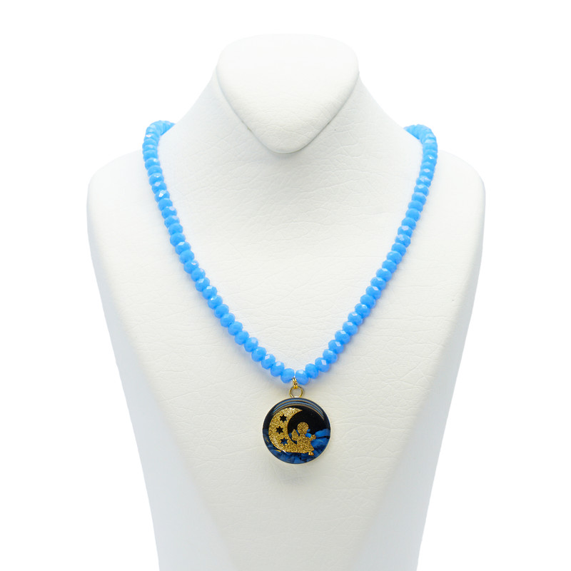 گردنبند زنانه آلتین هنر بزازیان مدل روکش طلا ماه و فرشته