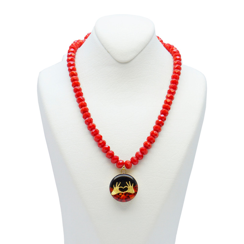 گردنبند زنانه آلتین هنر بزازیان مدل روکش طلا قلب دو دست