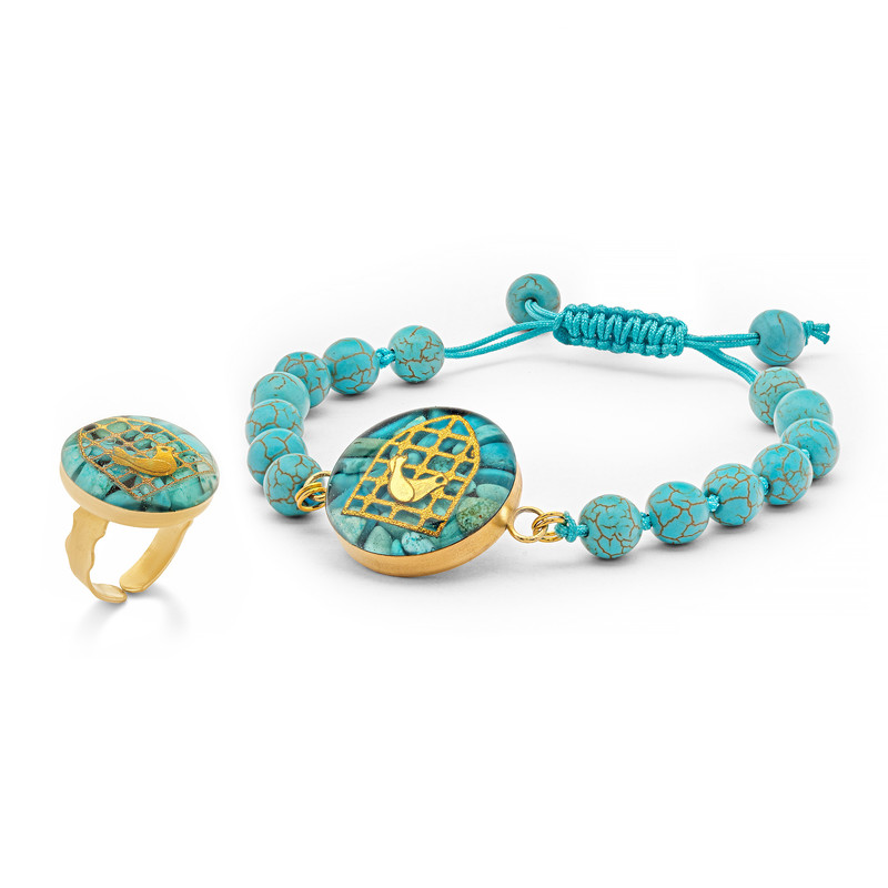 نیم ست زنانه آلتین هنر مدل روکش طلا مرغ آمین