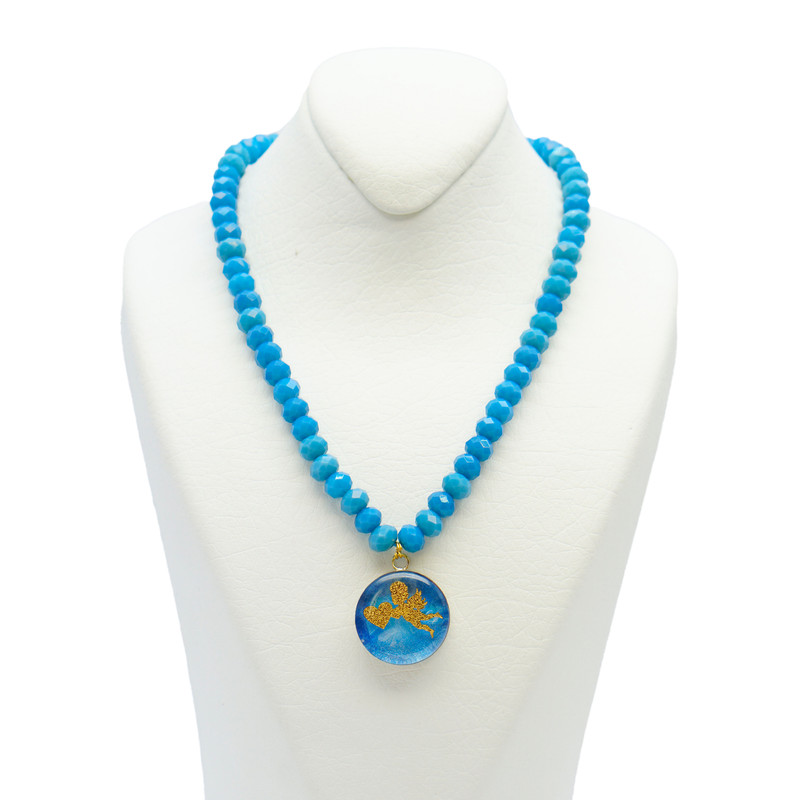 گردنبند زنانه آلتین هنر بزازیان مدل روکش طلا فرشته و قلب