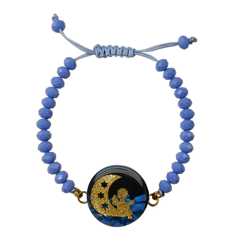 دستبند سنگی زنانه آلتین هنر بزازیان مدل روکش طلا ماه و فرشته