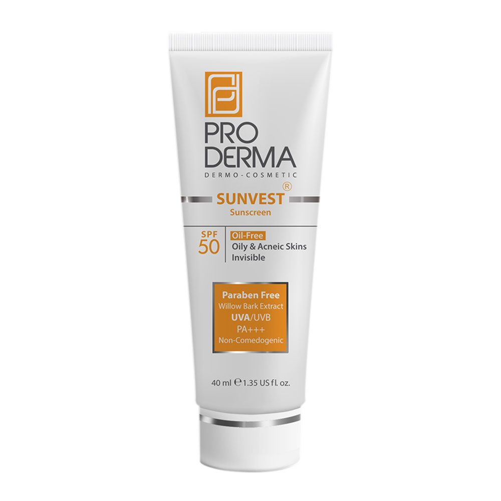کرم ضد آفتاب بدون رنگ فاقد چربی پوست چرب و جوشدار spf50 پرودرما