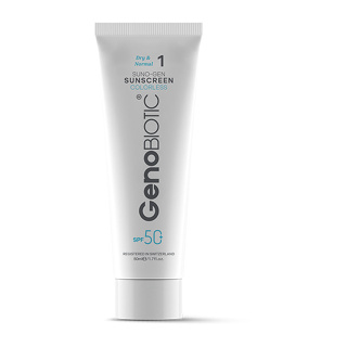 کرم ضدآفتاب بی رنگ مناسب پوست خشک و معمولی spf50 ژنوبایوتیک