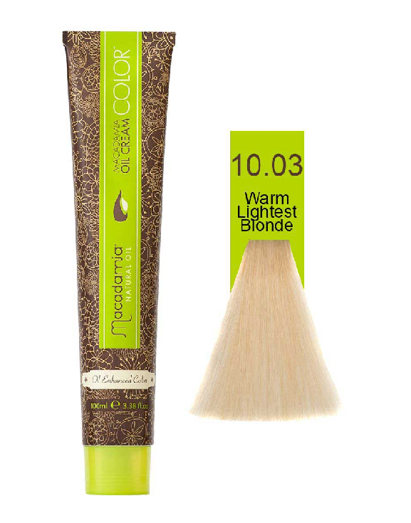 رنگ موی ماکادامیا شماره 10.03 حجم 100 میلی لیتر رنگ بلوند گرم پلاتینه