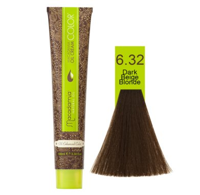رنگ موی ماکادامیا شماره 6.32 حجم 100 میلی لیتر رنگ بژ بلوند تیره